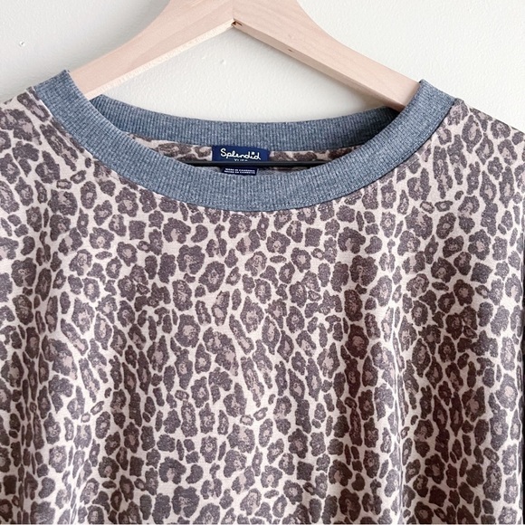 Splendid Leopard Print Crewneck Pullover Sweater in Tan & Brown, Size XL - Picture 2 of 10